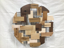 Load image into Gallery viewer, Wood and Steel Mesh Abstract Wall Art
