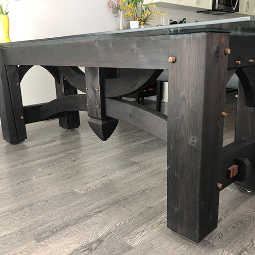 Timber Frame Dining Table complete with Glass Table Top