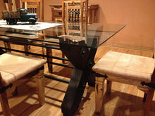 Load image into Gallery viewer, Modern industrial dining room table c/w tempered glass top.
